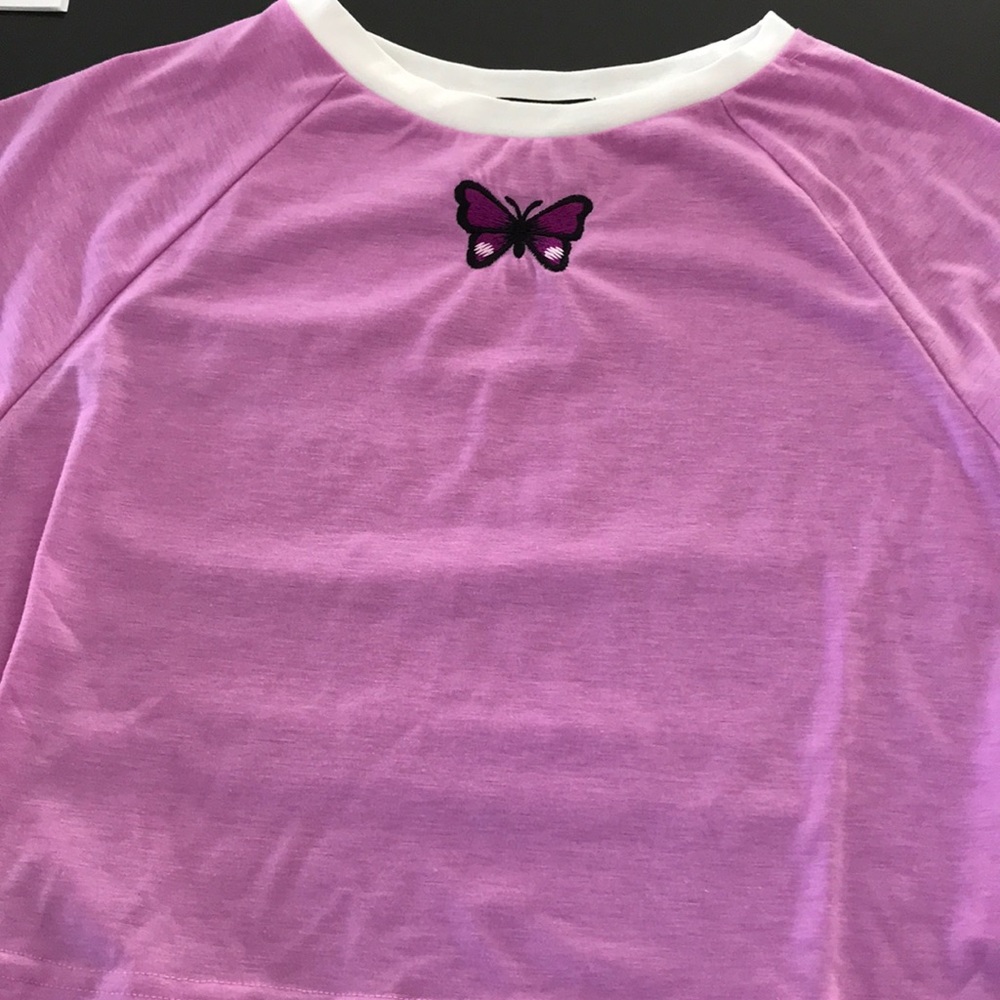 Purple butterfly crop top